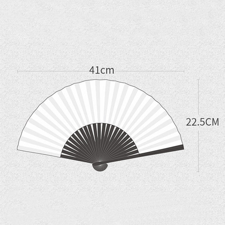 Éventail pliable en bambou à pompons avec Buddha Stones et feuilles de bambou