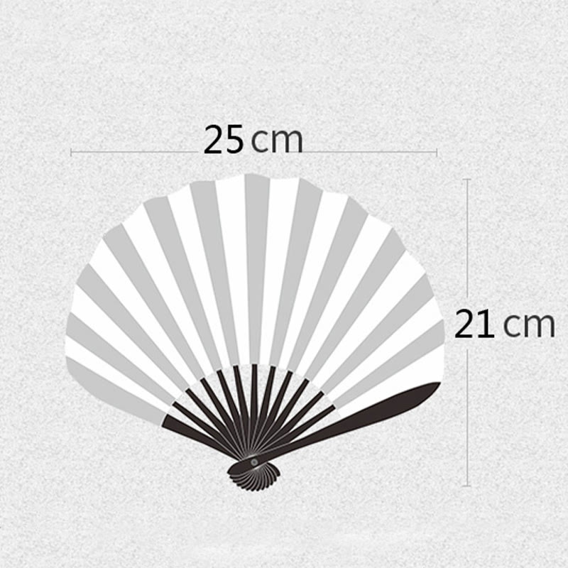 Éventail pliable en bambou à pompons en forme de coquillage avec broderie de grandes fleurs rétro de Buddha Stones