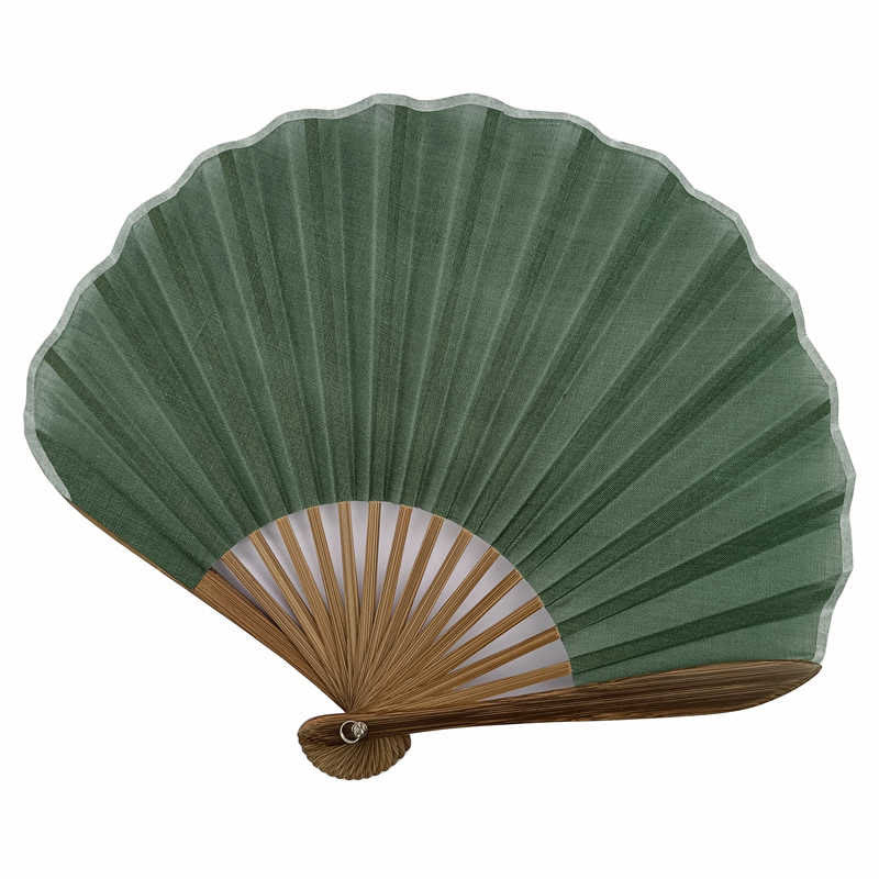 Éventail pliable en bambou à main en forme de coquillage de couleur unie rétro avec Buddha Stones - image 5