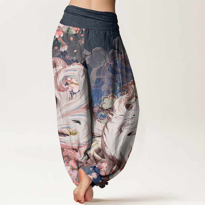 Pantalon sarouel taille élastique pour femme Buddha Stones Fox Cherry Blossoms - image 2