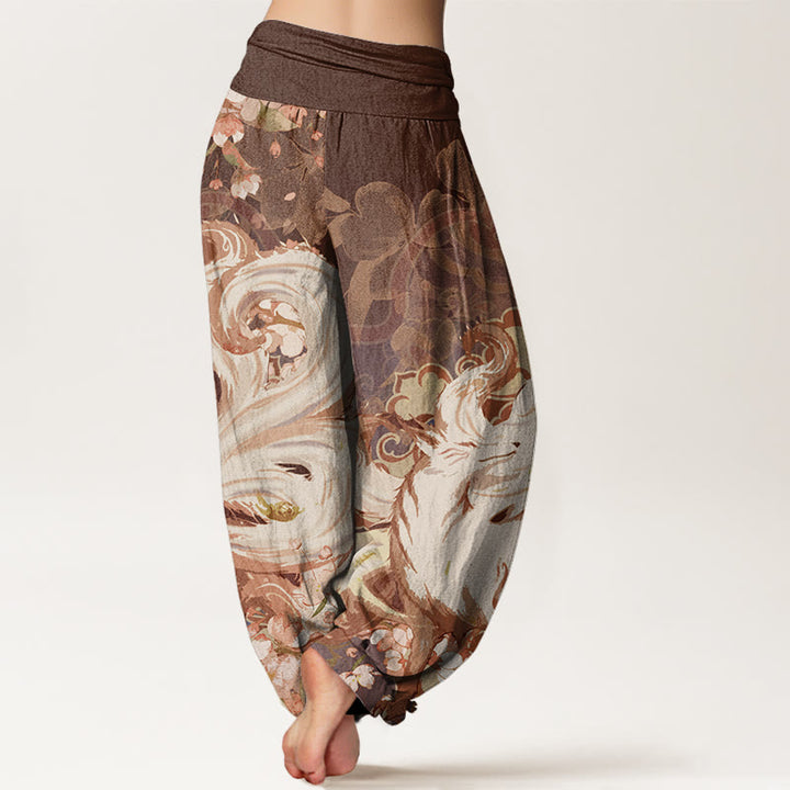 Pantalon sarouel taille élastique pour femme Buddha Stones Fox Cherry Blossoms - image 6
