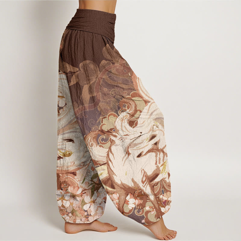 Pantalon sarouel taille élastique pour femme Buddha Stones Fox Cherry Blossoms - image 5