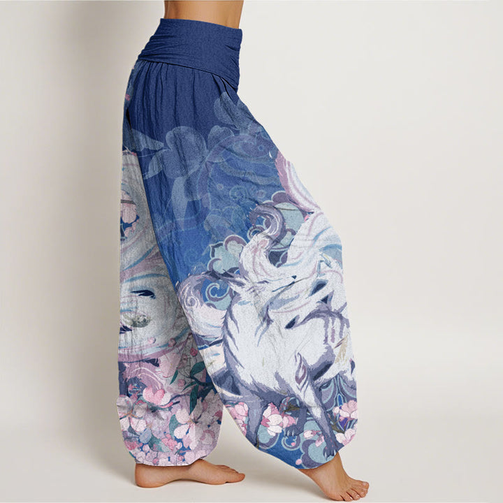 Pantalon sarouel taille élastique pour femme Buddha Stones Fox Cherry Blossoms - image 9
