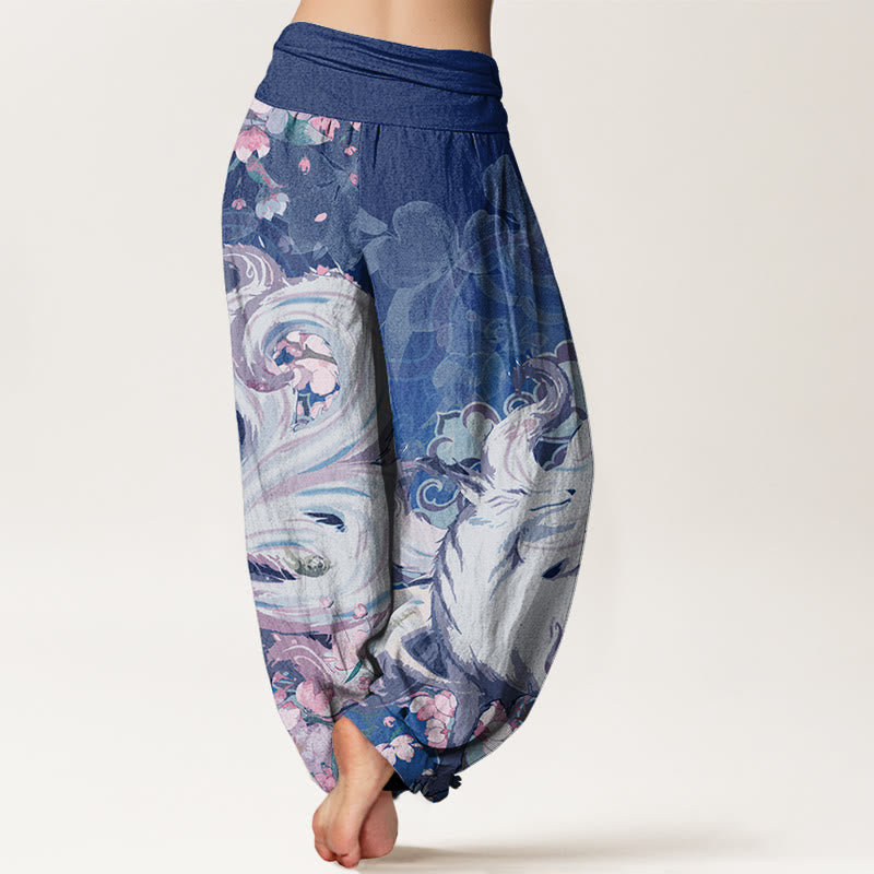 Pantalon sarouel taille élastique pour femme Buddha Stones Fox Cherry Blossoms - image 9
