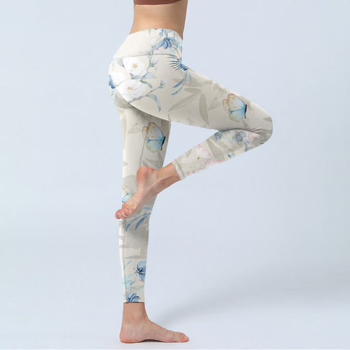 Leggings de sport à imprimé Buddha Stones Cherry Blossom Butterfly pour femme - image 3