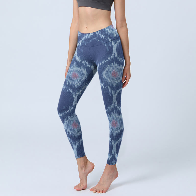 Pantalon de yoga pour femme avec leggings de sport et motif Buddha Stones bleu marine et blanc - Marine - US18，UK/AU22，EU50 (4XL) - image 1