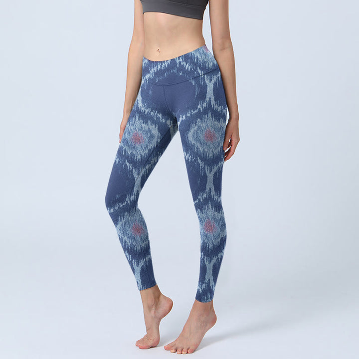 Pantalon de yoga pour femme avec leggings de sport et motif Buddha Stones bleu marine et blanc - Marine - US18，UK/AU22，EU50 (4XL) - image 1
