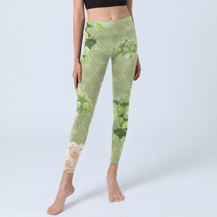 Leggings de sport pour femmes Buddha Stones, raisins verts et roses roses - image 6