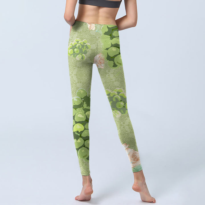 Leggings de sport pour femmes Buddha Stones, raisins verts et roses roses - image 7