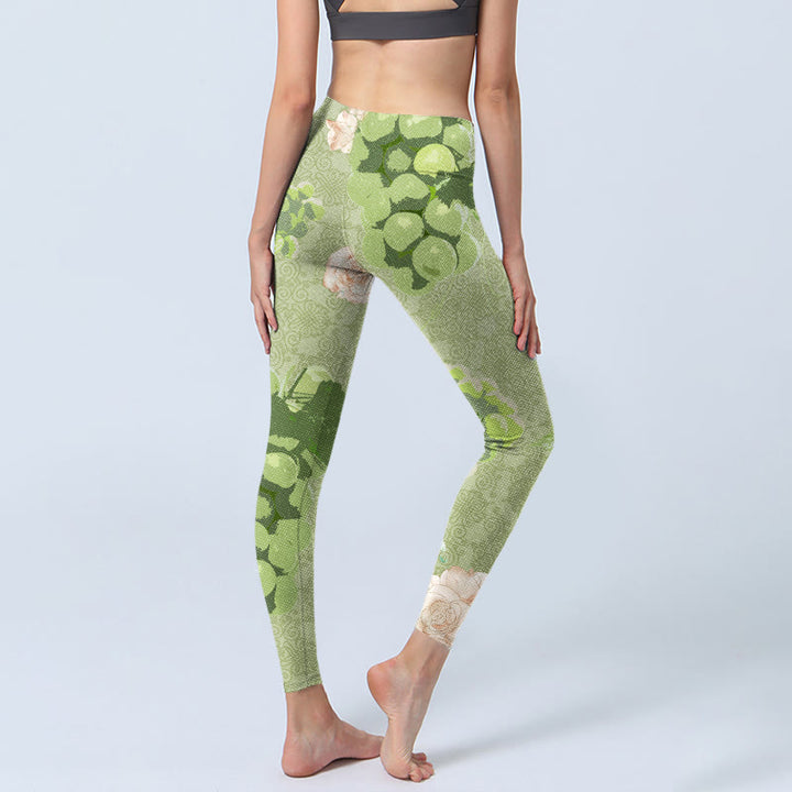 Leggings de sport pour femmes Buddha Stones, raisins verts et roses roses - image 5