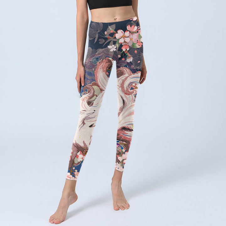 Leggings de sport Buddha Stones Fox Cherry Blossoms Pantalons de yoga pour femmes - image 5