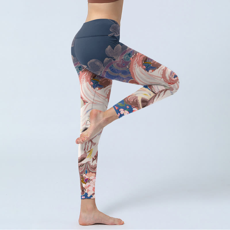 Leggings de sport Buddha Stones Fox Cherry Blossoms Pantalons de yoga pour femmes - image 3