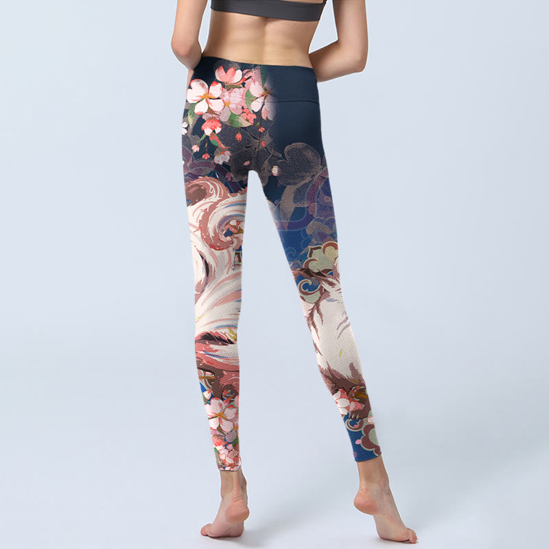 Leggings de sport Buddha Stones Fox Cherry Blossoms Pantalons de yoga pour femmes - image 6
