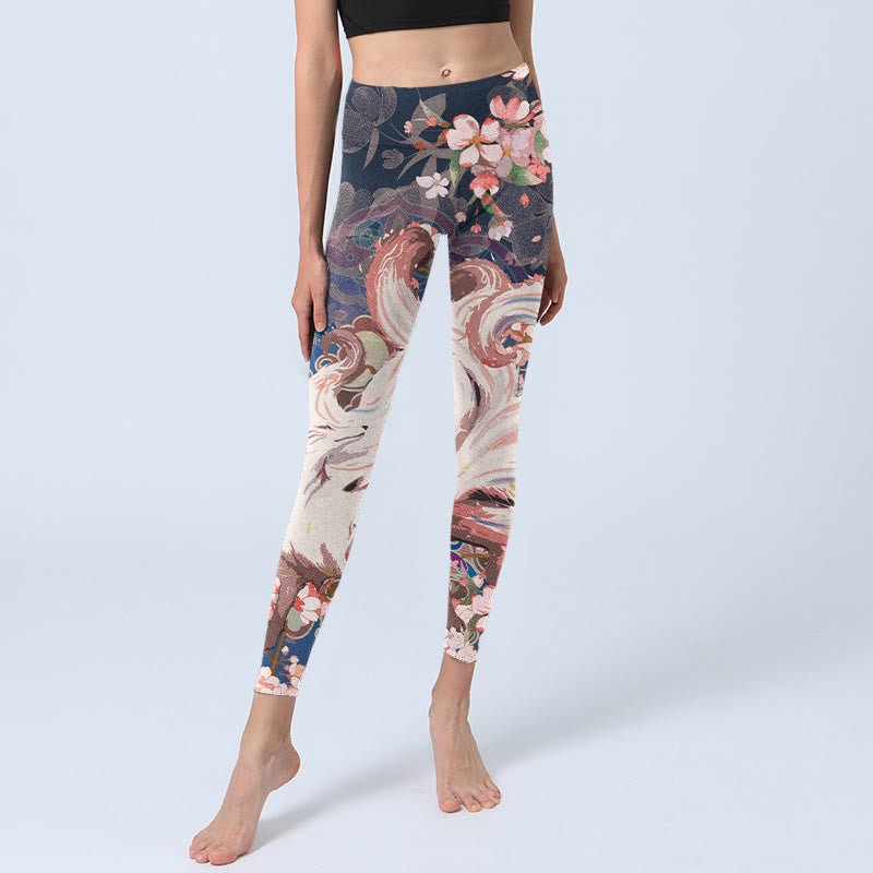 Leggings de sport Buddha Stones Fox Cherry Blossoms Pantalons de yoga pour femmes - image 6