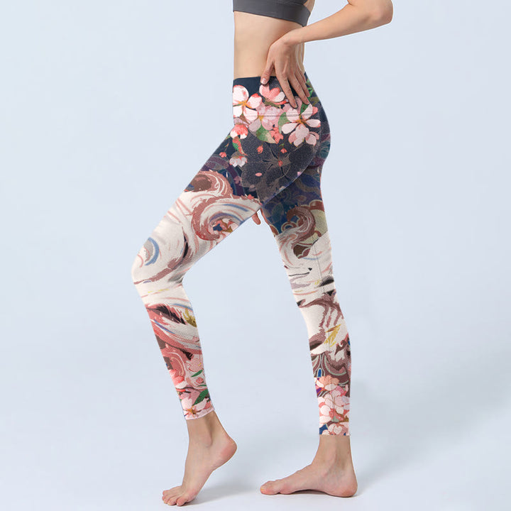 Leggings de sport Buddha Stones Fox Cherry Blossoms Pantalons de yoga pour femmes - image 3