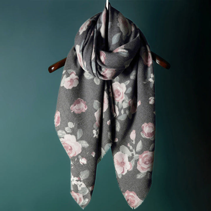 Écharpe de voyage confortable en forme de châle tibétain Buddha Stones et roses de jardin pour l'automne et l'hiver - image 15