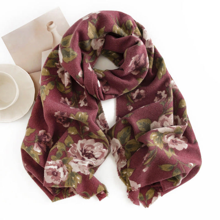 Écharpe de voyage confortable en forme de châle tibétain Buddha Stones et roses de jardin pour l'automne et l'hiver - image 2