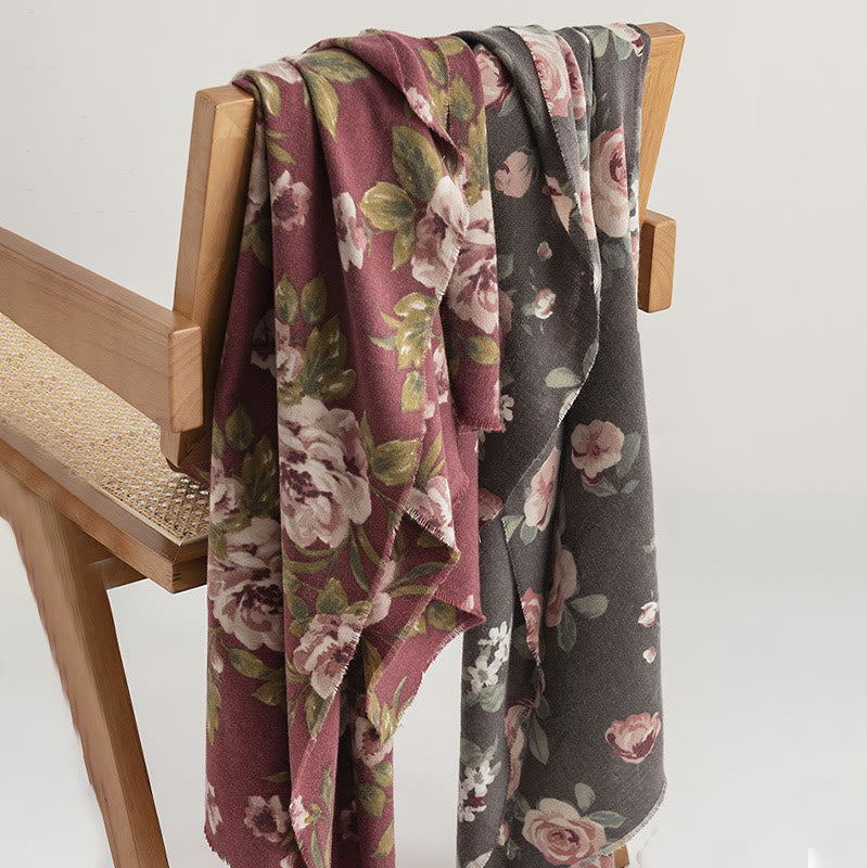 Écharpe de voyage confortable en forme de châle tibétain Buddha Stones et roses de jardin pour l'automne et l'hiver - image 4