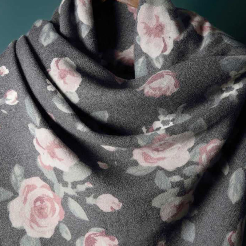 Écharpe de voyage confortable en forme de châle tibétain Buddha Stones et roses de jardin pour l'automne et l'hiver - image 19