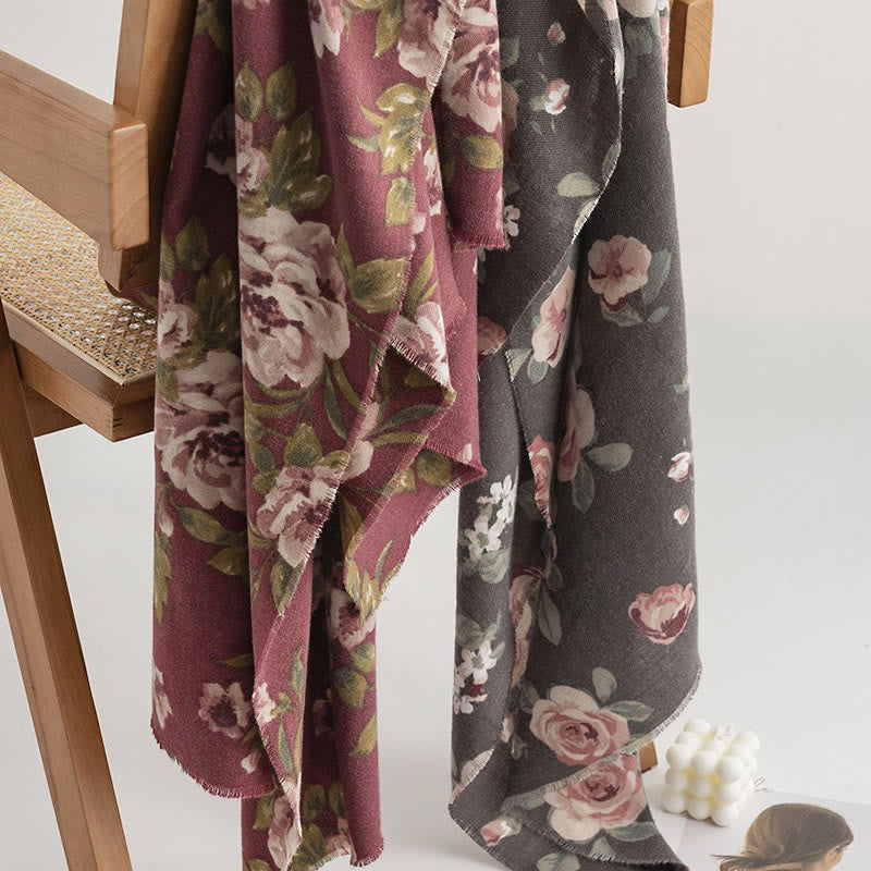 Écharpe de voyage confortable en forme de châle tibétain Buddha Stones et roses de jardin pour l'automne et l'hiver - image 5