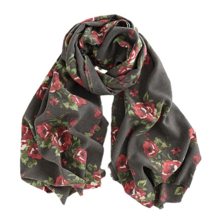 Écharpe enveloppante confortable pour l'automne et l'hiver Buddha Stones et fleurs de roses tibétaines