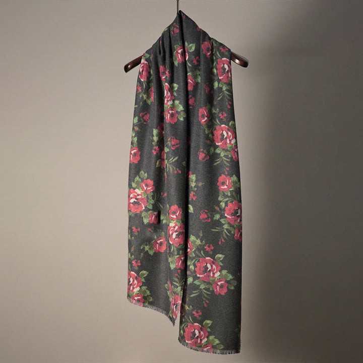 Écharpe enveloppante confortable pour l'automne et l'hiver Buddha Stones et fleurs de roses tibétaines