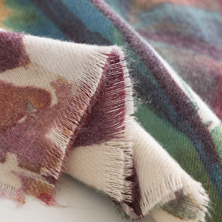 Écharpe douce à imprimé floral coloré tibétain Buddha Stones pour l'automne et l'hiver - image 21