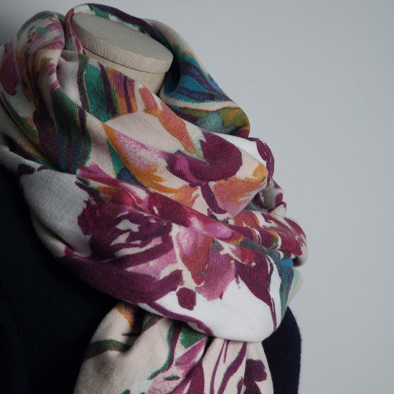 Écharpe douce à imprimé floral coloré tibétain Buddha Stones pour l'automne et l'hiver - image 6
