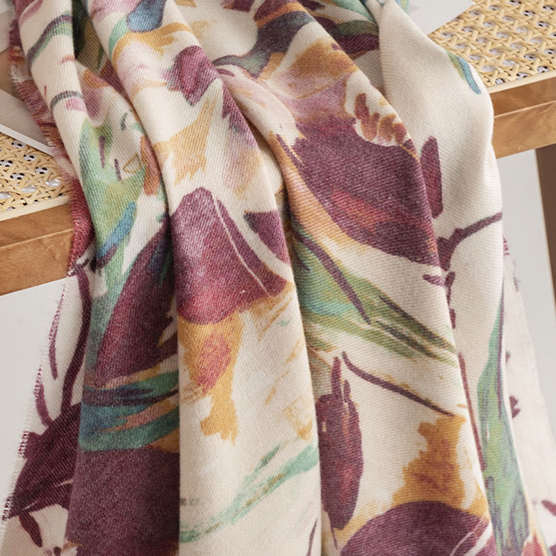 Écharpe douce à imprimé floral coloré tibétain Buddha Stones pour l'automne et l'hiver - image 14