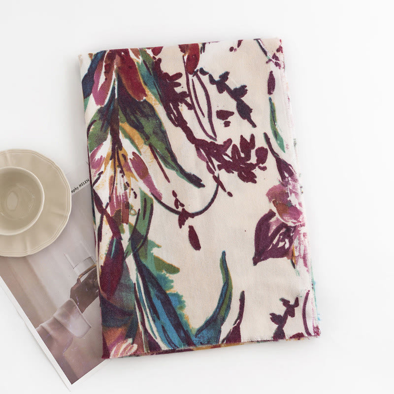 Écharpe douce à imprimé floral coloré tibétain Buddha Stones pour l'automne et l'hiver - image 1