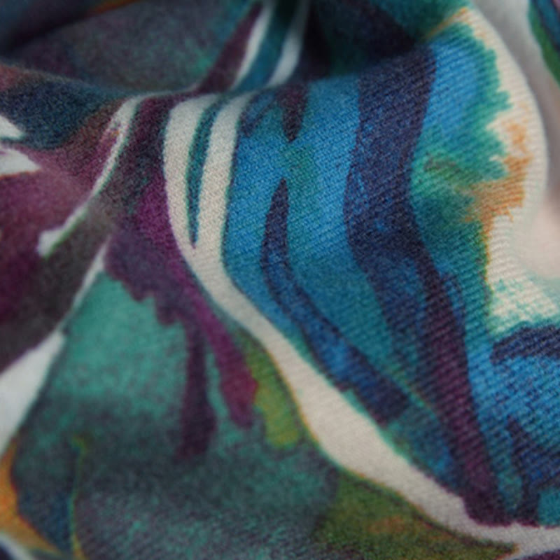 Écharpe douce à imprimé floral coloré tibétain Buddha Stones pour l'automne et l'hiver - image 8