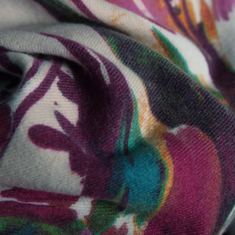 Écharpe douce à imprimé floral coloré tibétain Buddha Stones pour l'automne et l'hiver - image 10