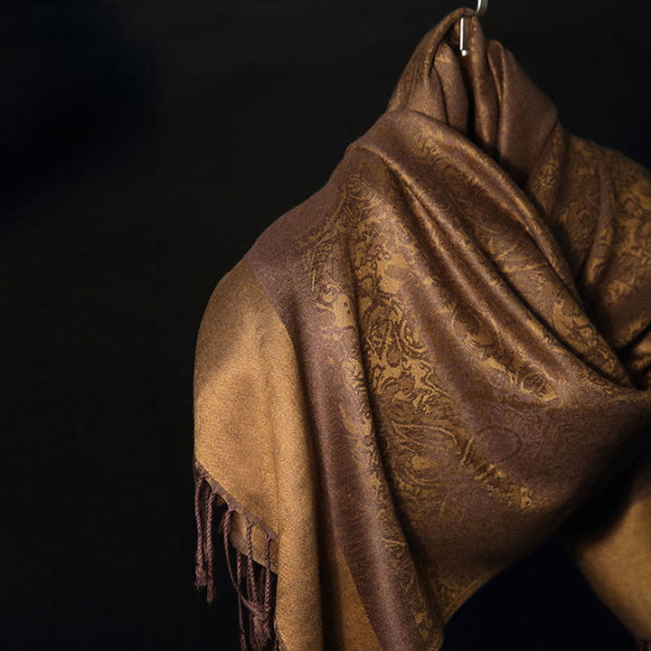 Châle en jacquard à pompons en cajou tibétain avec Buddha Stones , écharpe chaude et confortable pour le printemps, l'automne et l'hiver - image 5