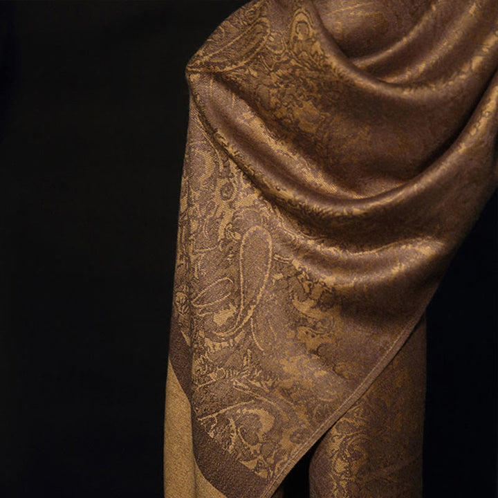 Châle tibétain en jacquard à pompons et Buddha Stones , idéal pour le printemps, l'automne et l'hiver. Écharpe chaude et confortable. - image 6