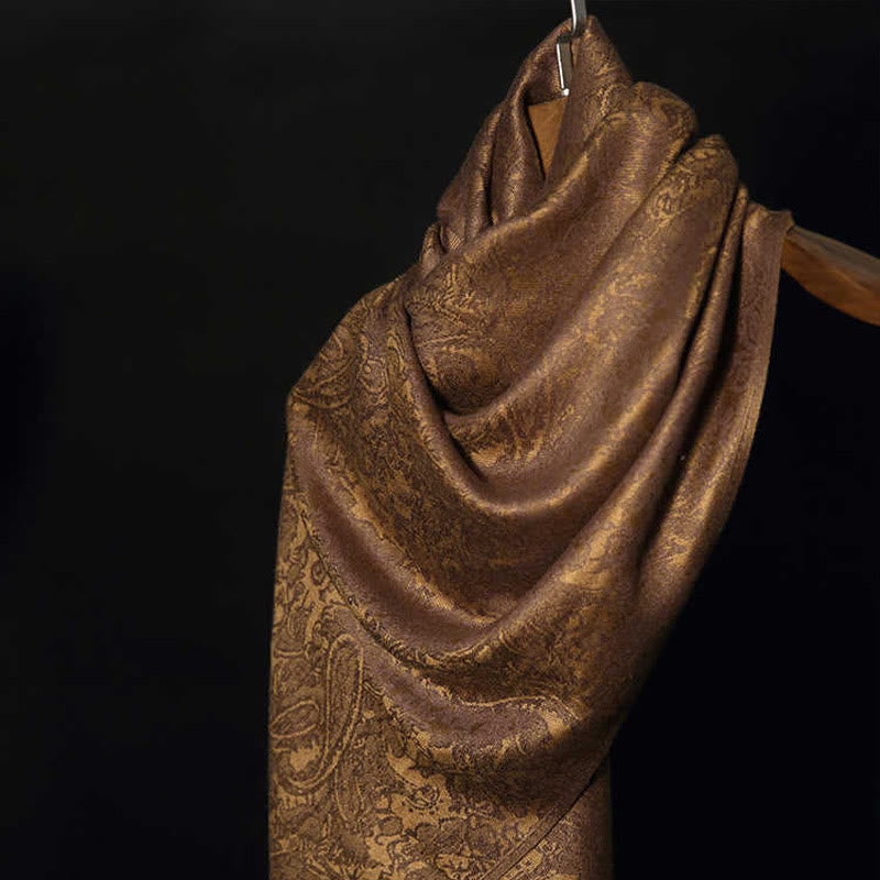 Châle en jacquard à pompons en cajou tibétain avec Buddha Stones , écharpe chaude et confortable pour le printemps, l'automne et l'hiver - image 0