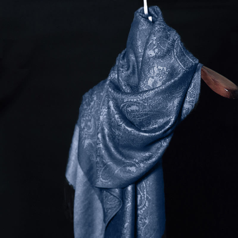Châle tibétain en jacquard à pompons et Buddha Stones , idéal pour le printemps, l'automne et l'hiver. Écharpe chaude et confortable. - image 11