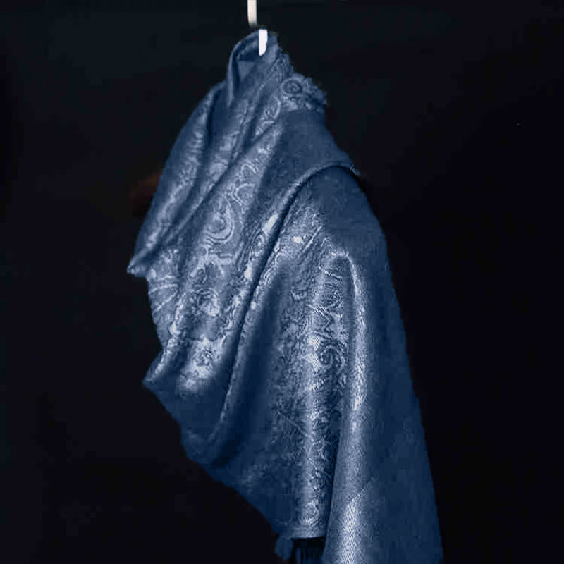 Châle en jacquard à pompons en cajou tibétain avec Buddha Stones , écharpe chaude et confortable pour le printemps, l'automne et l'hiver - image 13