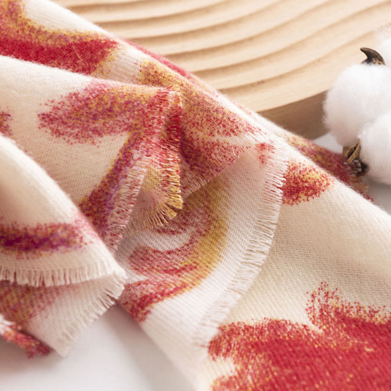 Châle imprimé fleur rouge tibétain Buddha Stones automne hiver doux écharpe chaude - image 15