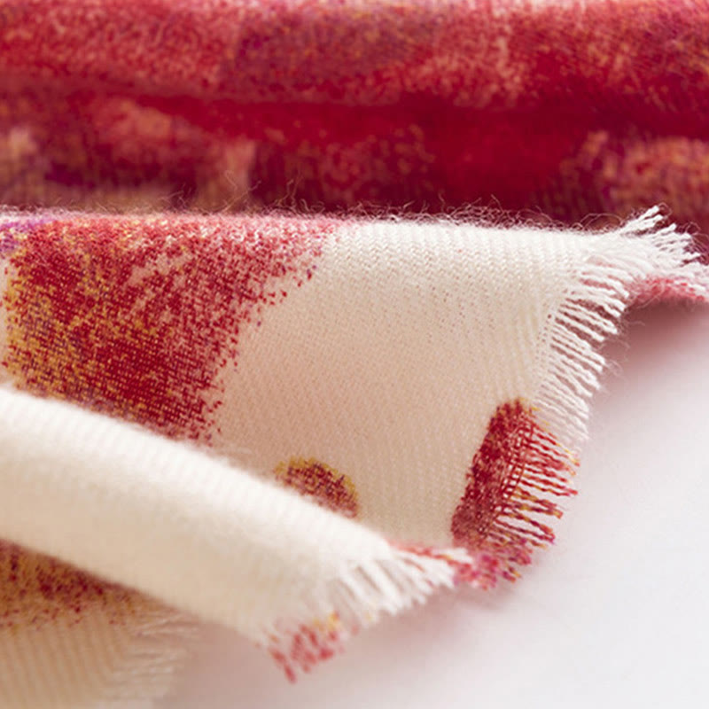 Châle imprimé fleur rouge tibétain Buddha Stones automne hiver doux écharpe chaude - image 16