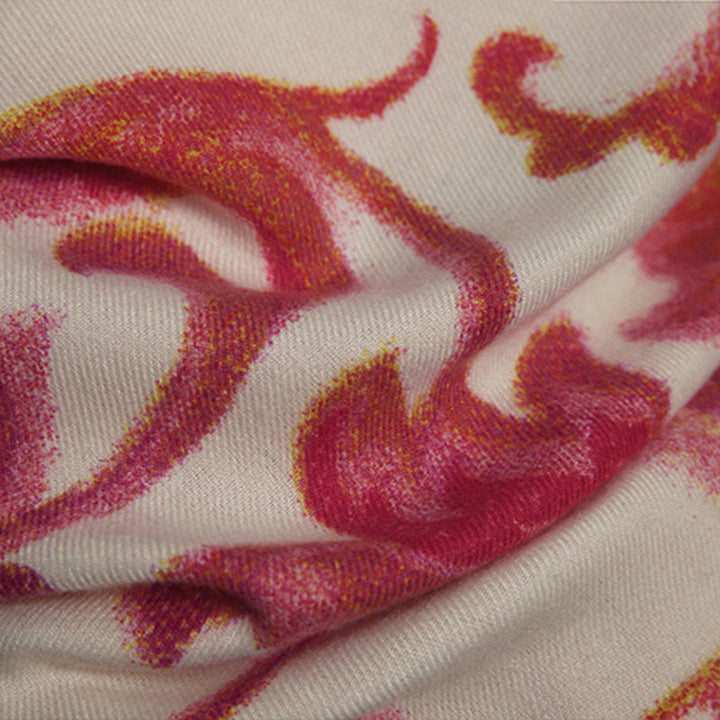 Châle imprimé fleur rouge tibétain Buddha Stones automne hiver doux écharpe chaude - image 10