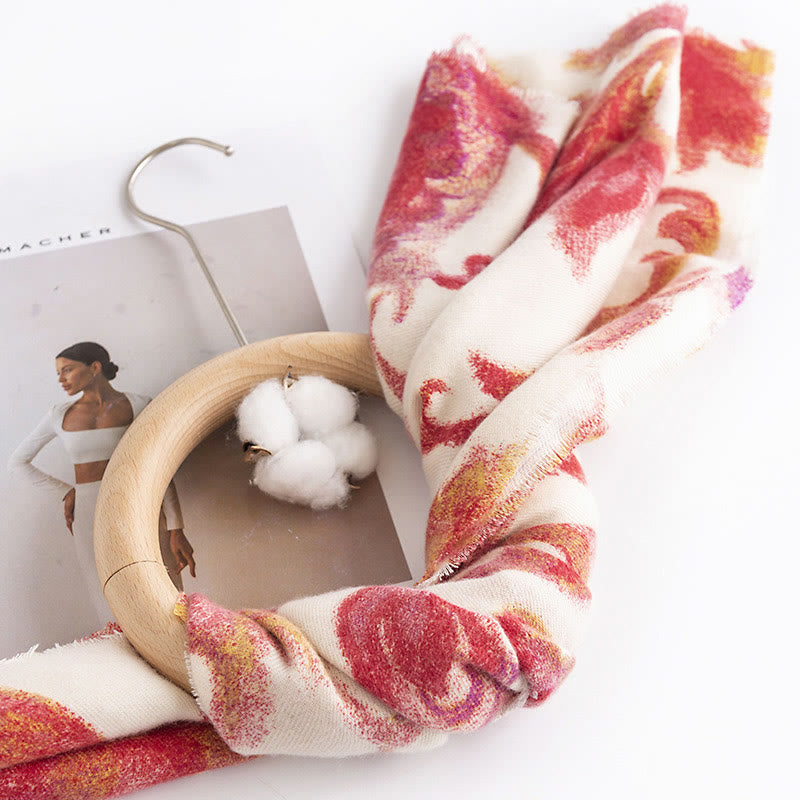 Châle imprimé fleur rouge tibétain Buddha Stones automne hiver doux écharpe chaude - image 4