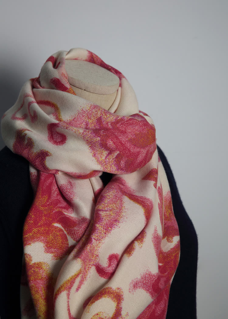 Châle imprimé fleur rouge tibétain Buddha Stones automne hiver doux écharpe chaude - image 8