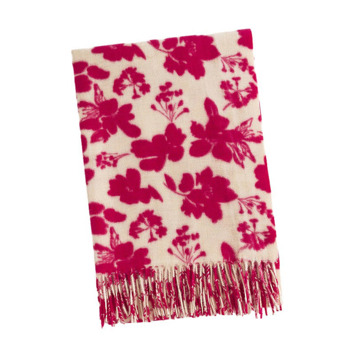 Écharpe enveloppante douce et chaude avec Buddha Stones et branches de fleurs de rose tibétaines