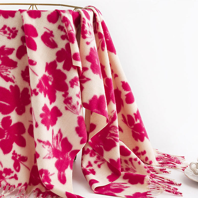 Écharpe enveloppante douce et chaude avec Buddha Stones et branches de fleurs de rose tibétaines - image 4