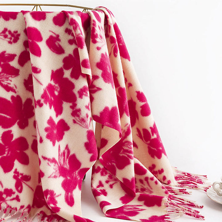 Écharpe enveloppante douce et chaude avec Buddha Stones et branches de fleurs de rose tibétaines - image 4