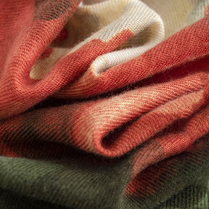 Écharpe enveloppante confortable et chaude Buddha Stones, peinture à l'encre chinoise rétro tibétaine et imprimé floral, pour l'automne et l'hiver - image 5