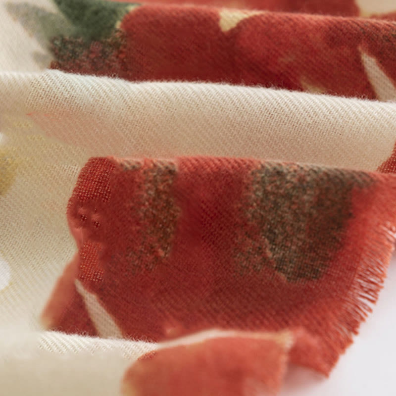 Écharpe enveloppante confortable et chaude Buddha Stones, peinture à l'encre chinoise rétro tibétaine et imprimé floral, pour l'automne et l'hiver - image 7