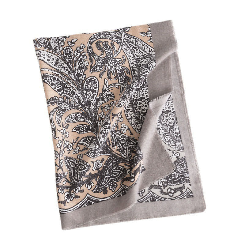 Écharpe enveloppante douce et chaude avec imprimé ethnique tibétain et Buddha Stones pour l'automne et l'hiver