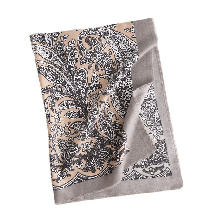 Écharpe enveloppante douce et chaude avec imprimé ethnique tibétain et Buddha Stones pour l'automne et l'hiver