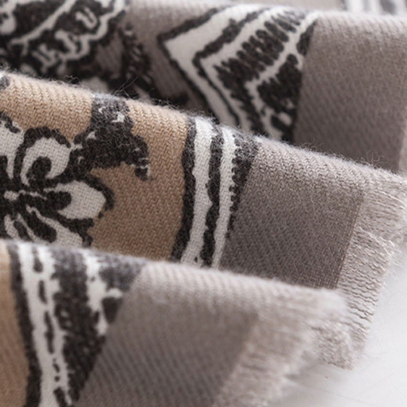 Écharpe enveloppante douce et chaude avec imprimé ethnique tibétain et Buddha Stones pour l'automne et l'hiver - image 7